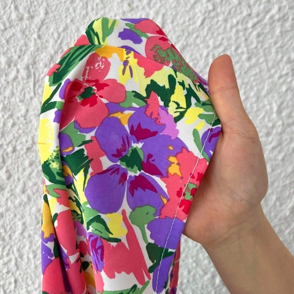 Boho Floral Print Shirred Puff Sleeve Dress - Picture 5 of 5